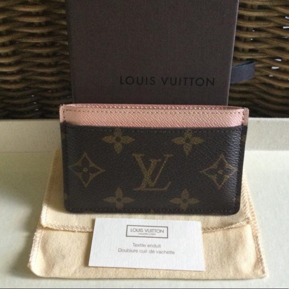 Monogram Card Holder Rose Nacre Interior Wallet